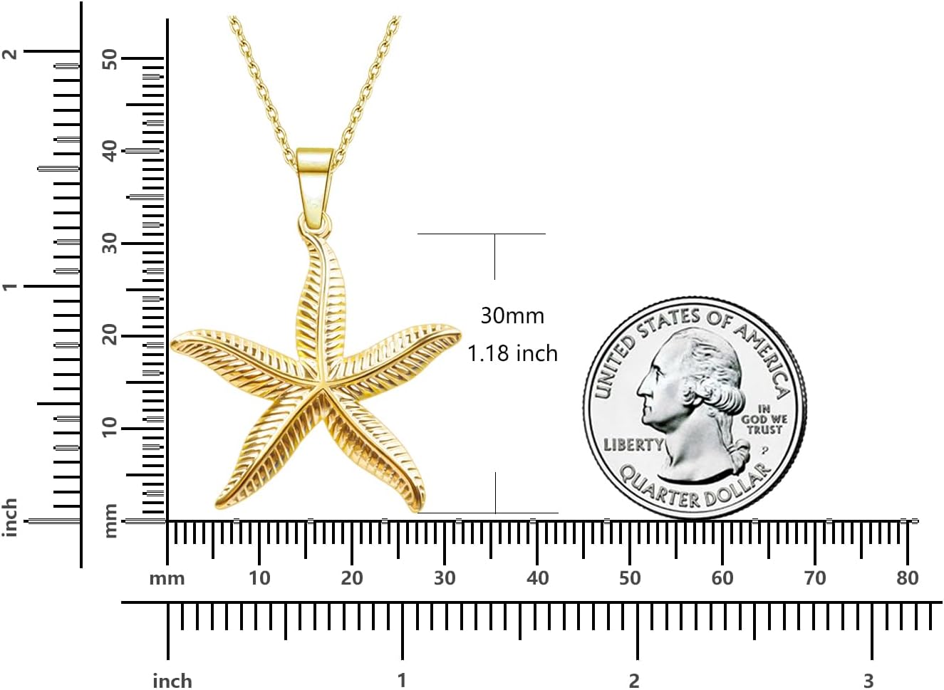 Rnivida Shell and Starfish Pendant Necklace for Women,Stainless Steel Summer Beach Charm Jewelry Gift for Her - Image 2