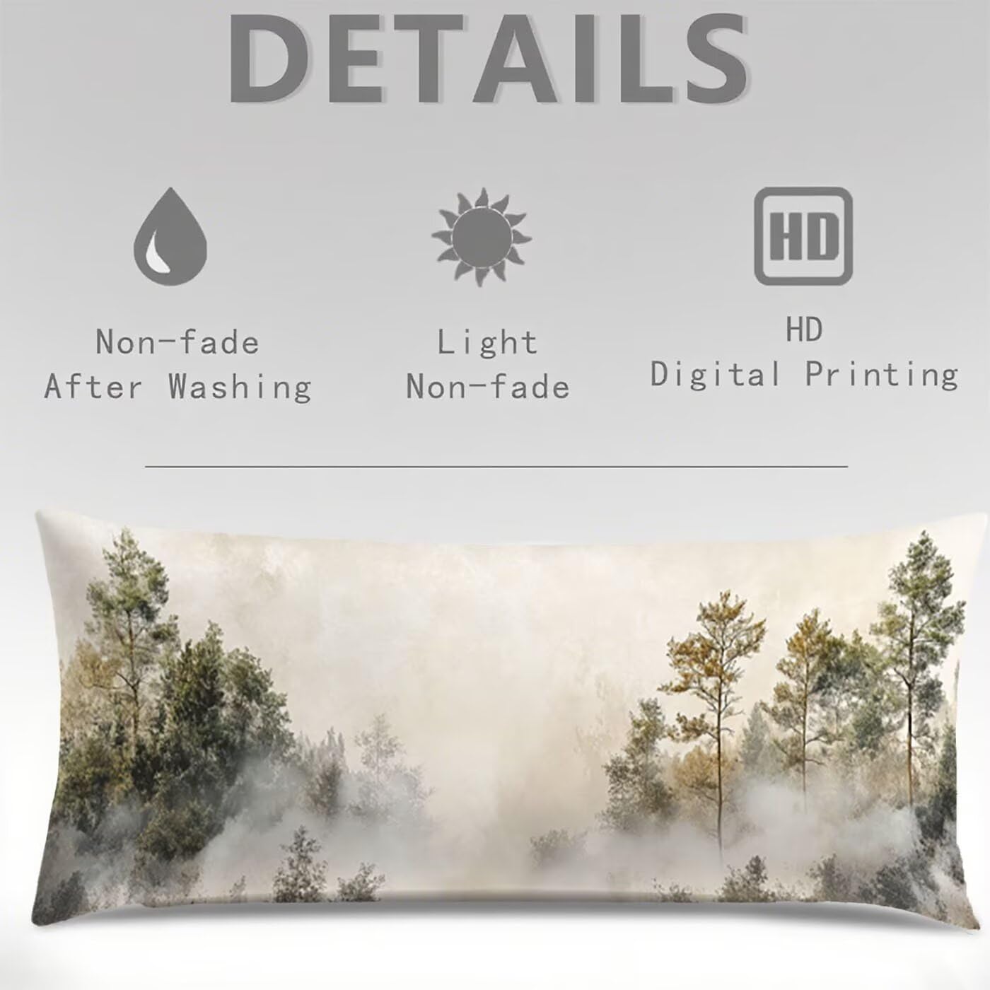 Gris Taie de Traversin 180 cm Taie d'oreiller, Arbre Housses de Ccoussin Maintien Optimal des Cervicales Oreiller, Double Face Velours Doux pour Femme Enceinte Oreillers Long et Confortable Q-3757