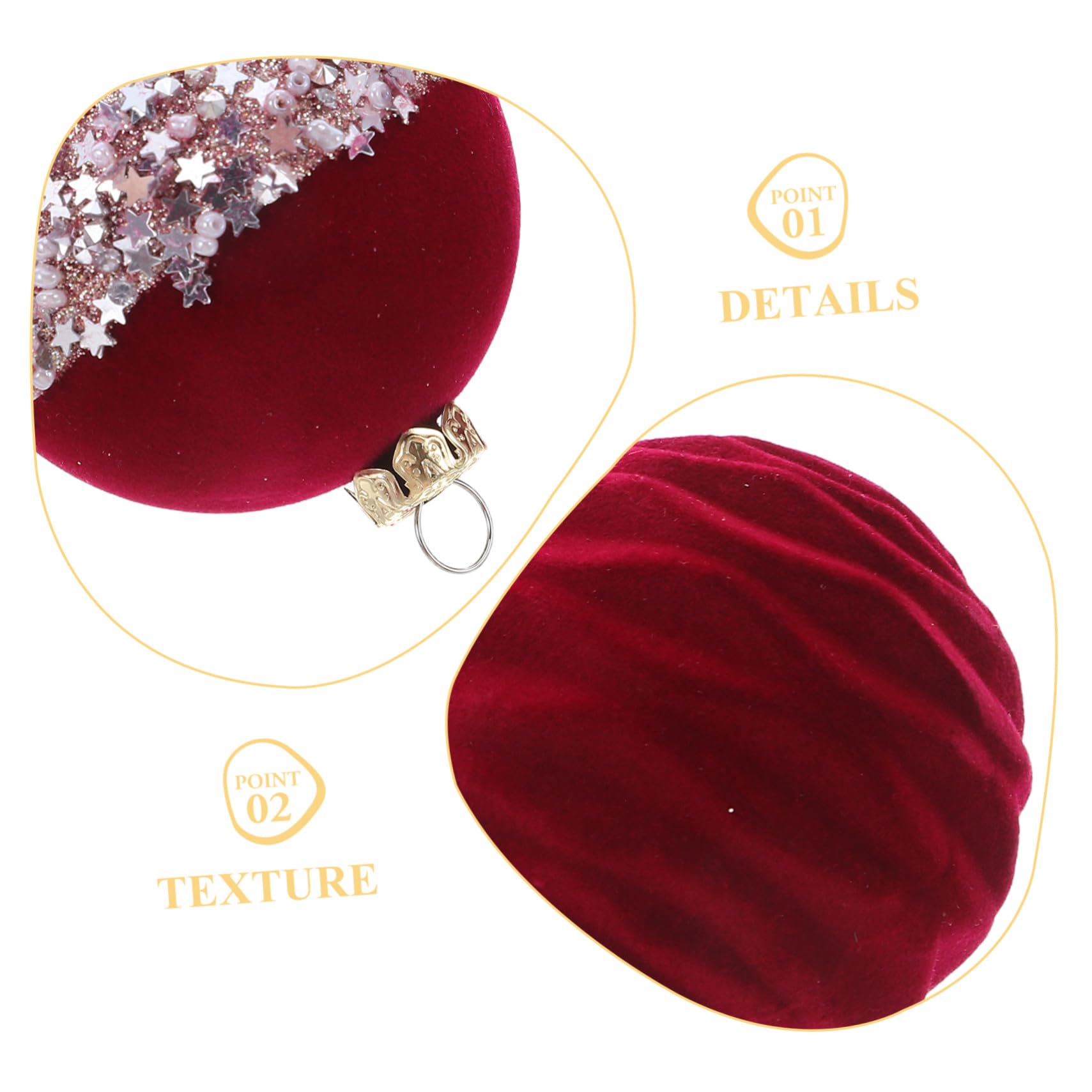 16 Piezas Bolas de Navidad Bolas Inastillables con Acabado Aterciopelado Rojo para Decoración Colgante Árbol Festivo Hogar