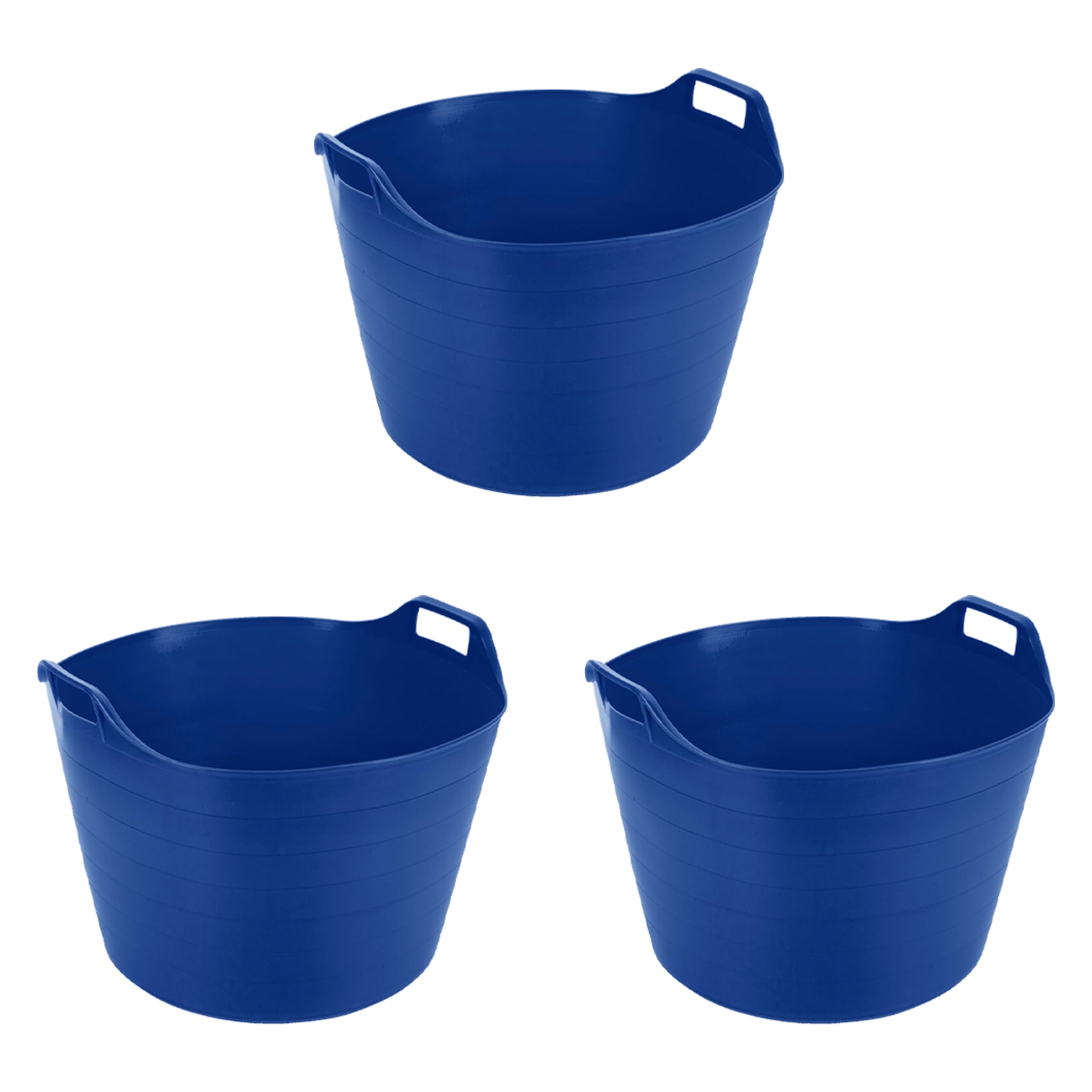 M1ss Blue Set Of 3-26L/40L/75L Litre Robust Versatile Multipurpose Medium/Large/Extra Large Flexi Tub Garden Home Flexible Plastic Storage Container Bucket Tub Trugs Horse Feeder Flex Tub (75 Litre)