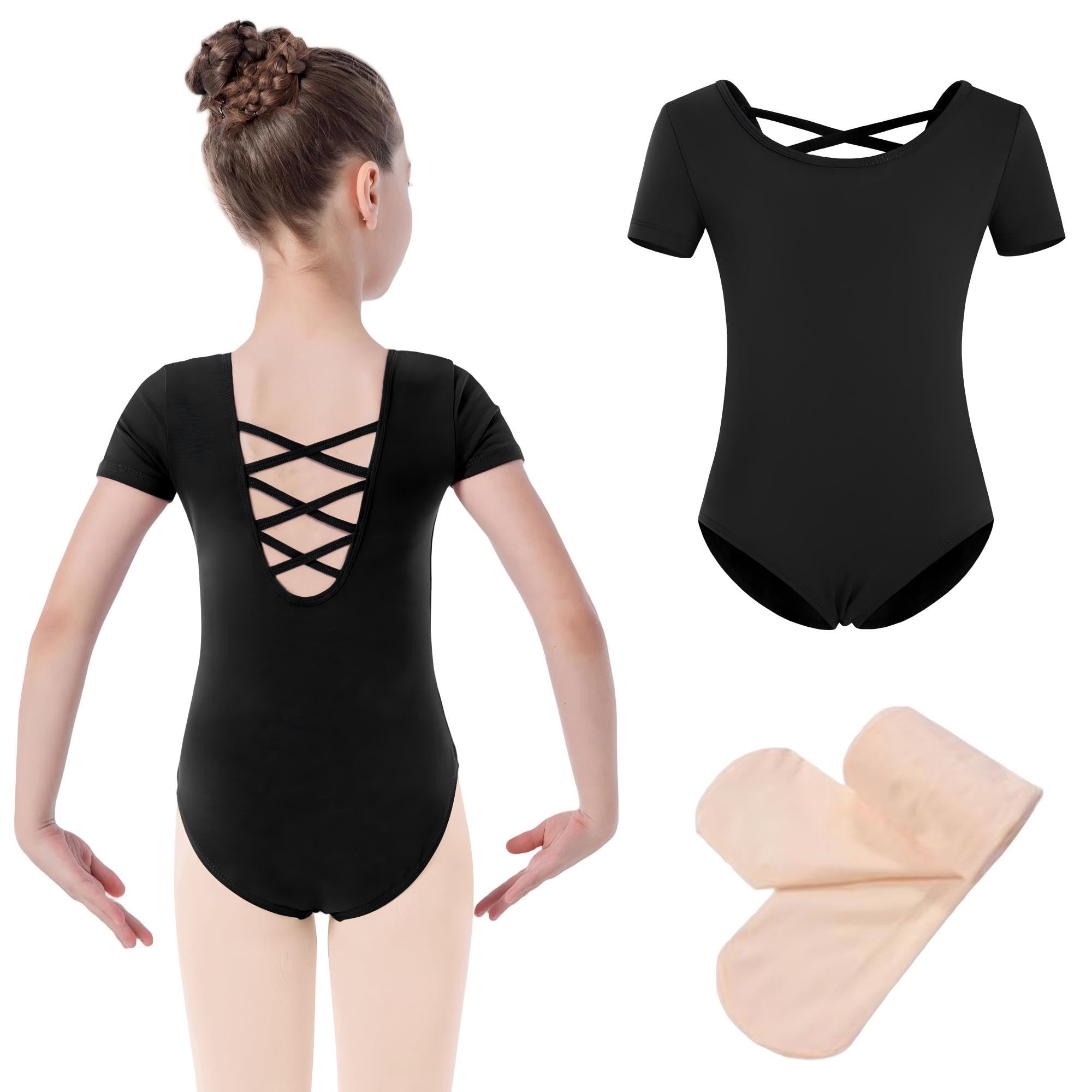 DANSHOW Langärmliger Balletttrikot für Mädchen Schwarzer Turnanzug für Mädchen Balletttrikot Team Basic Gymnastikanzüge