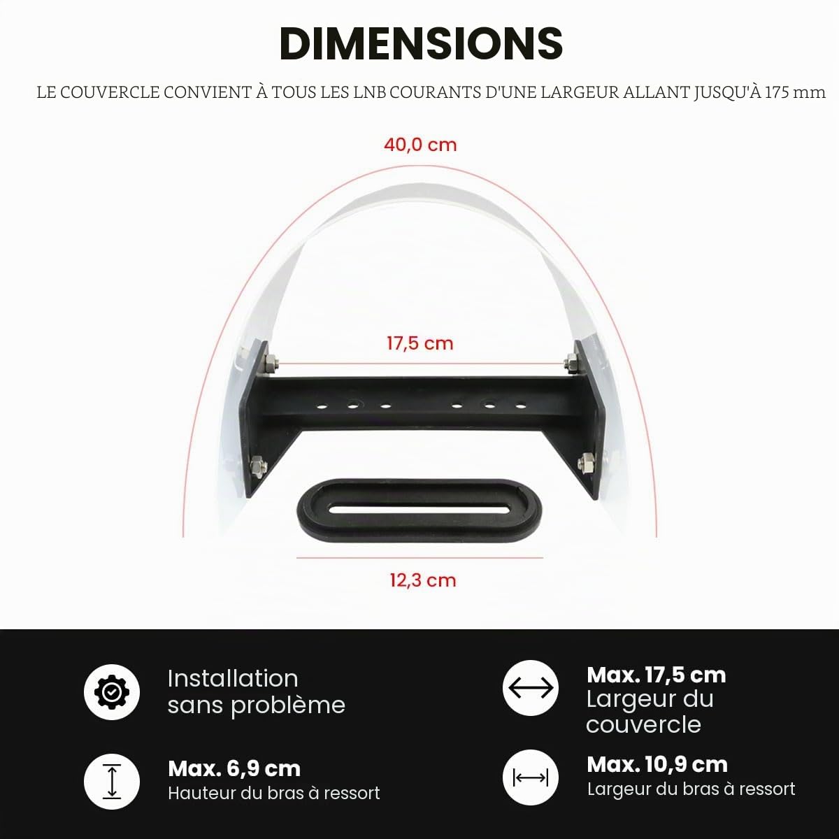GSS LNB Capuchon de protection contre les intempéries pour 1 LNB, LMB Capuchon de protection contre la grêle, la neige, la pluie