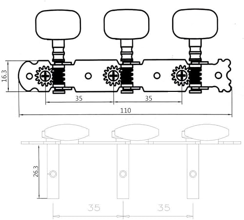 Miniatura 2 de 2 unids sintonizadores de guitarra clásica 3R3L cabeza de máquina clavijas de afinación llaves para guitarra acústica