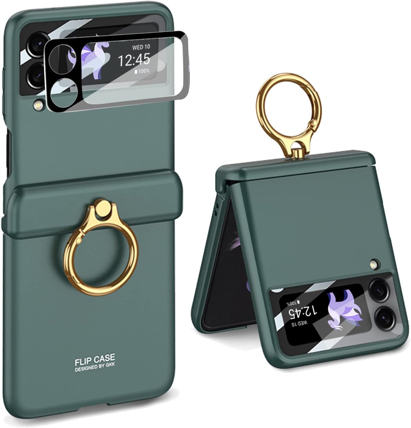 Miimall Hinge case for Samsung Galaxy Z Flip 4 Case with Ring