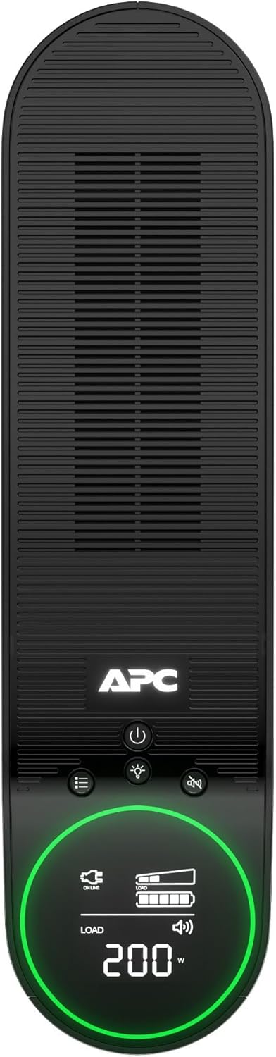 Arriba view of APC Back-UPS Pro Gaming UPS BGM1500B showing LCD and control buttons