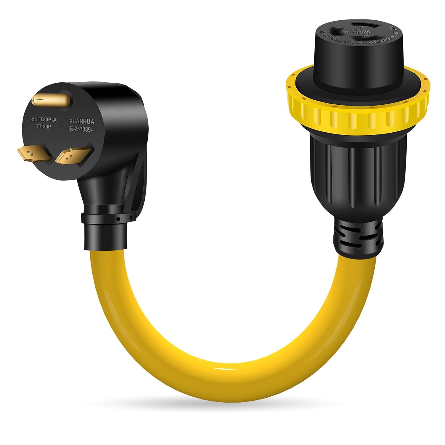 30 Amp RV Locking Adapter Cord,3 Prong 125V 10/3 STW 10 Gauge Wire,NEMA TT-30P to L5-30R 30M/30F for RV Outdoor Camper Trailer Caravan,ETL Listed (1.5FT)