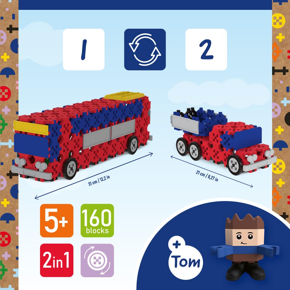 Trefl Connect Bausteine 2in1 – Camper & Auto, 116 Teile Mit Figur Mia, Kreatives Spielzeug Ab 5 Jahren