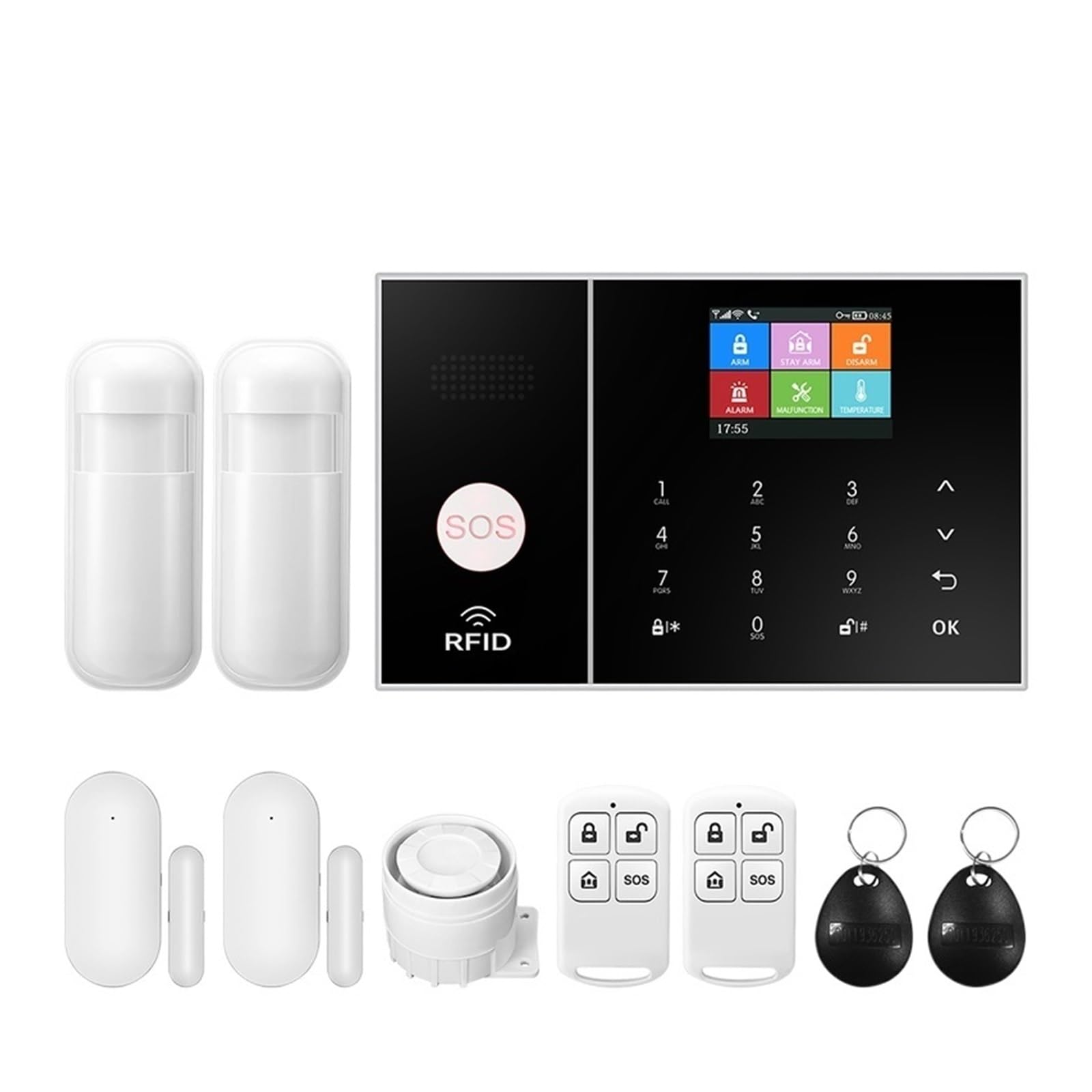 Sistema de alarma para la seguridad del hogar, De Alarma For En Casa, De Alarma De Seguridad GSM Con Puerta Y Sensor De Movimiento, Control Por Aplicación Inteligente para la casa, el apartamento(Set