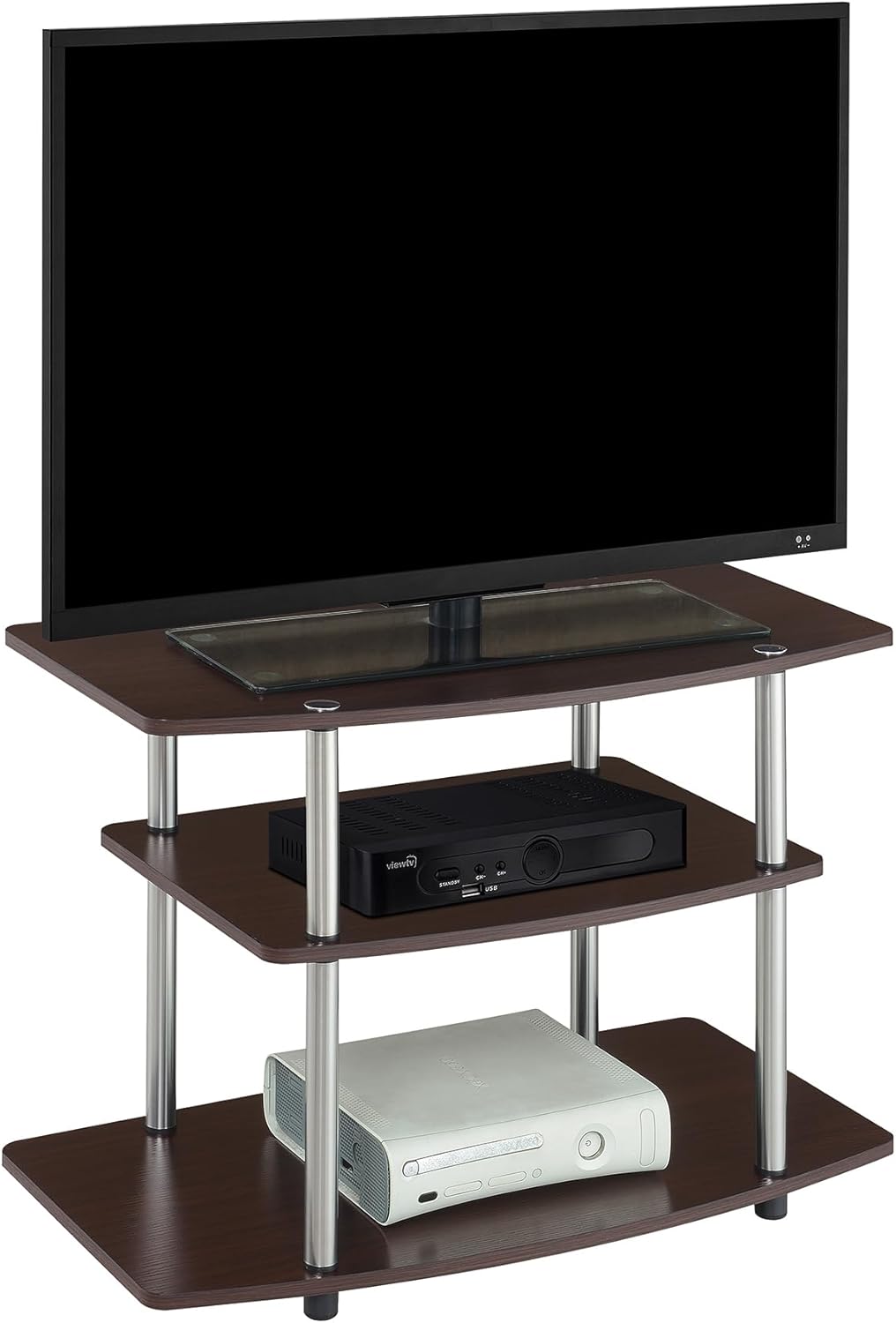 Convenience Concepts Designs2Go No Tools 3-Tier TV Stand 31.5" - Entertainment Center for TVs up to 37 Inches, Modern TV Console with Shelves for Living Room, Family Room, Espresso
