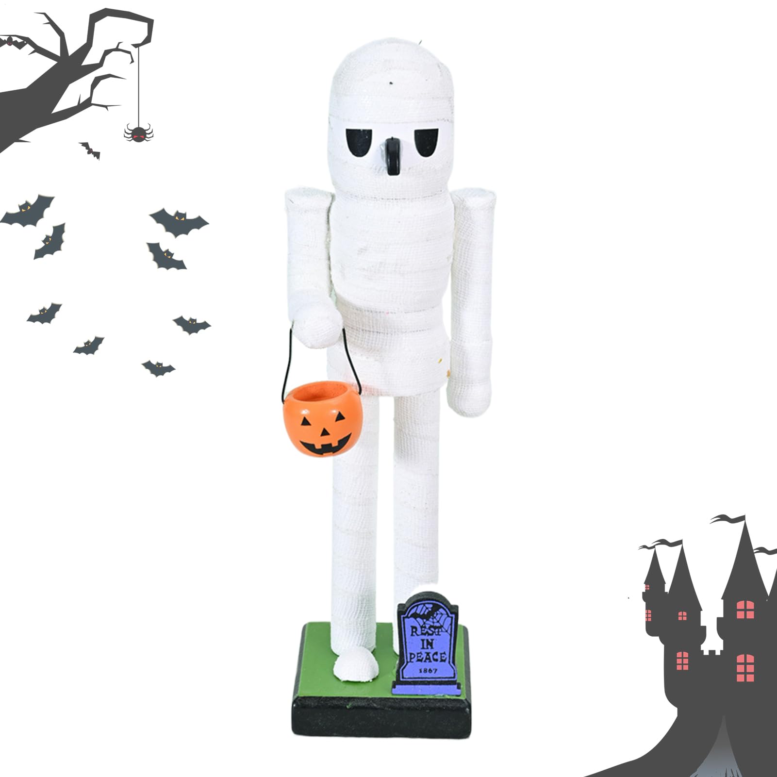 Casse-Noisette d'Halloween en bois figurine chat robot contre déco ennuyeuse
