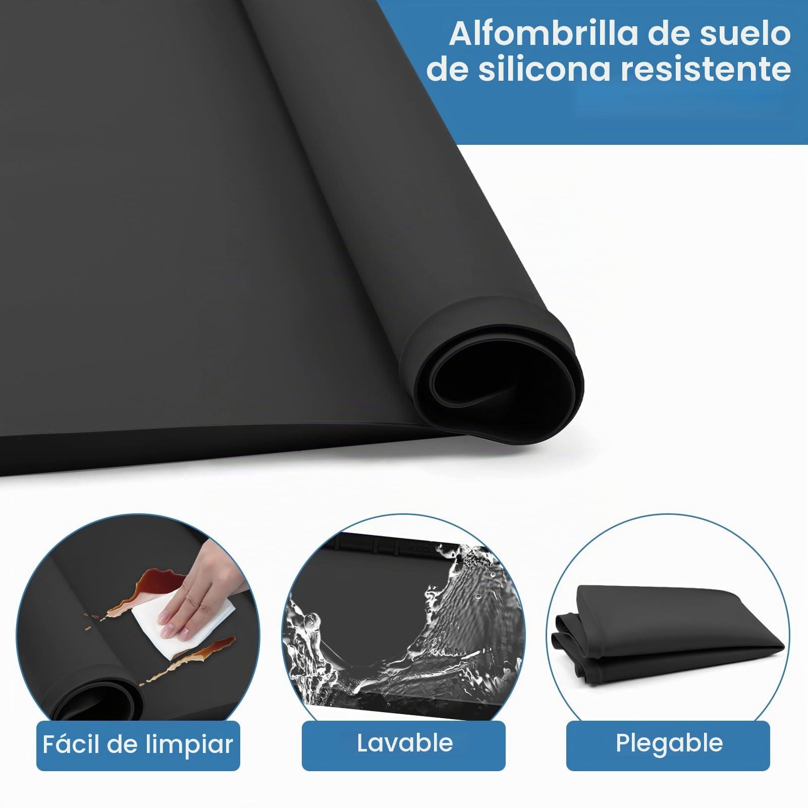 Alfombrilla Grande y Gruesa para Lavadora de 76 cm x 71 cm de Silicona Bajo Lavadora y Secadora Bandeja de Goteo y Drenaje Protector de Piso Antideslizante Flexible Suave Alfombrilla Impermeable con