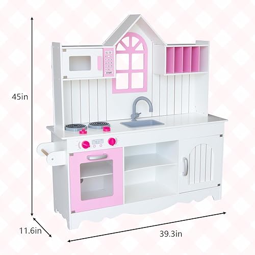 Miniatura 6 de WoodenEdu Juego de cocina para niños de 3 a 8 años, juego de cocina de madera para niños, juego de cocina de chef para niños pequeños, juguetes de