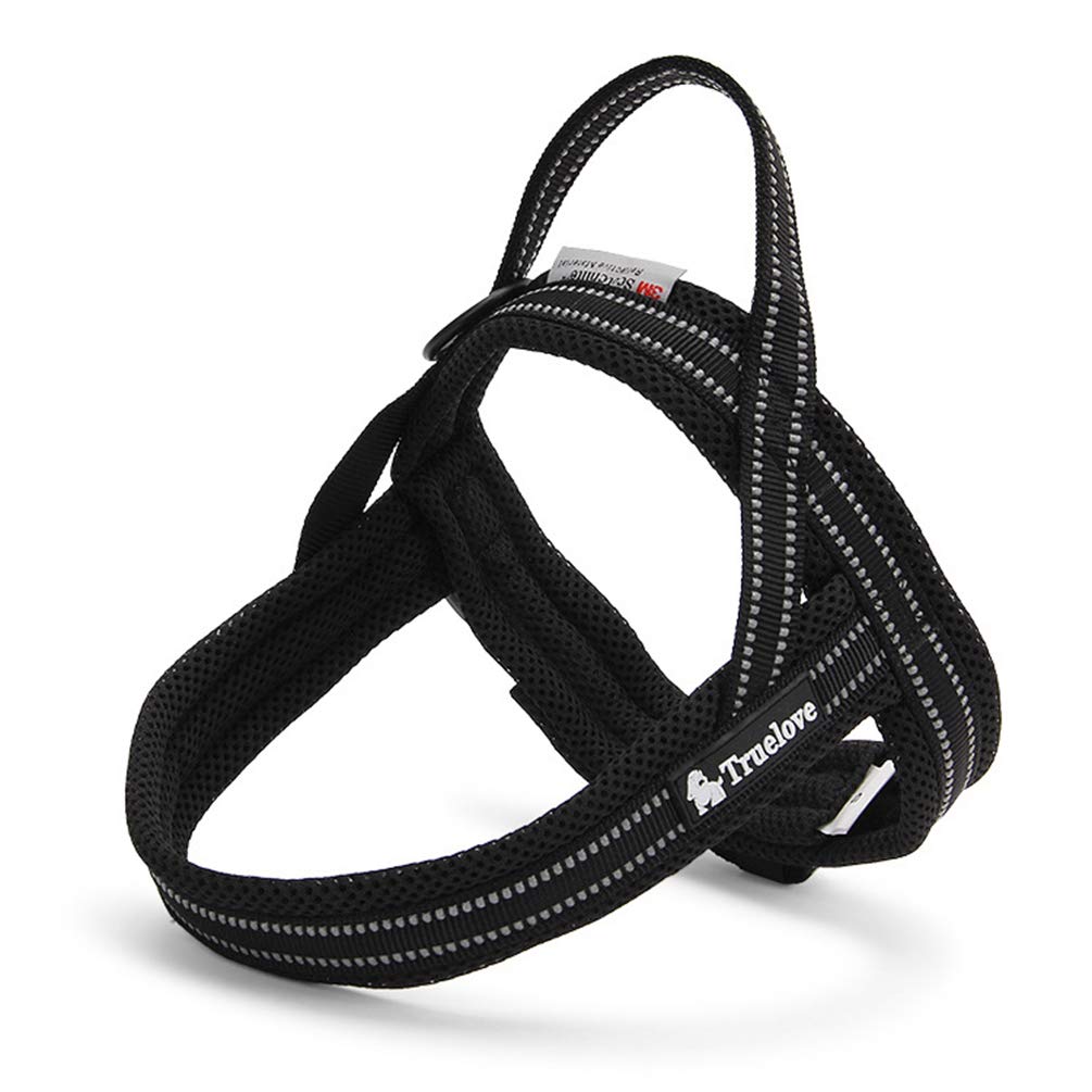 WINHYEPET True Love Dog Harness Nylon Ribbon Comfortable Inner Safety Reflective Strip Convenient Adjustable Easy Control Pet Dog Vest Suitable for Small Medium and Large Dogs TLH5811(Black,M)