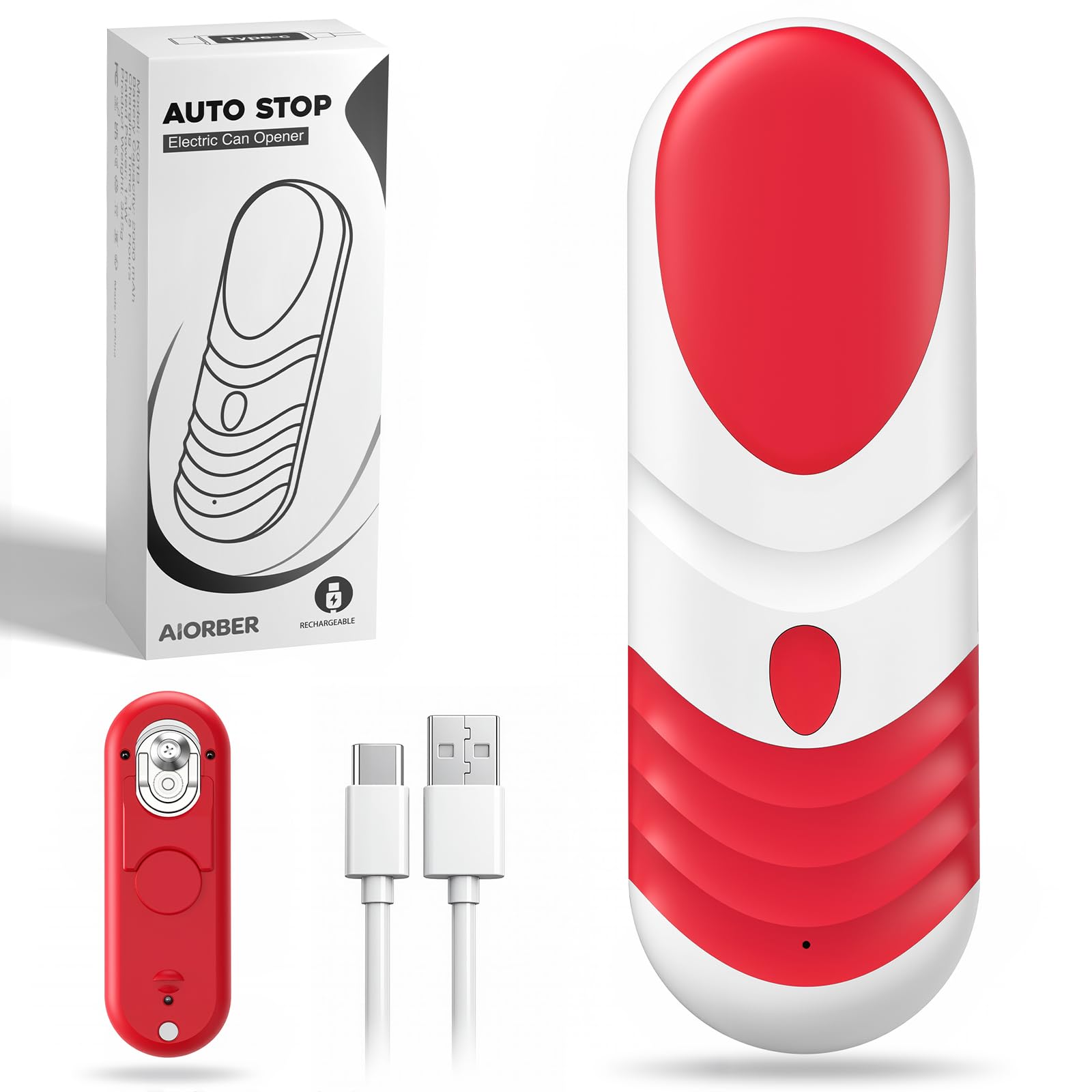 Apriscatole elettrico ricaricabile per anziani con artrite, funzionamento a batteria, funzionamento automatico one-touch, automatico, a mani libere, con bordo liscio