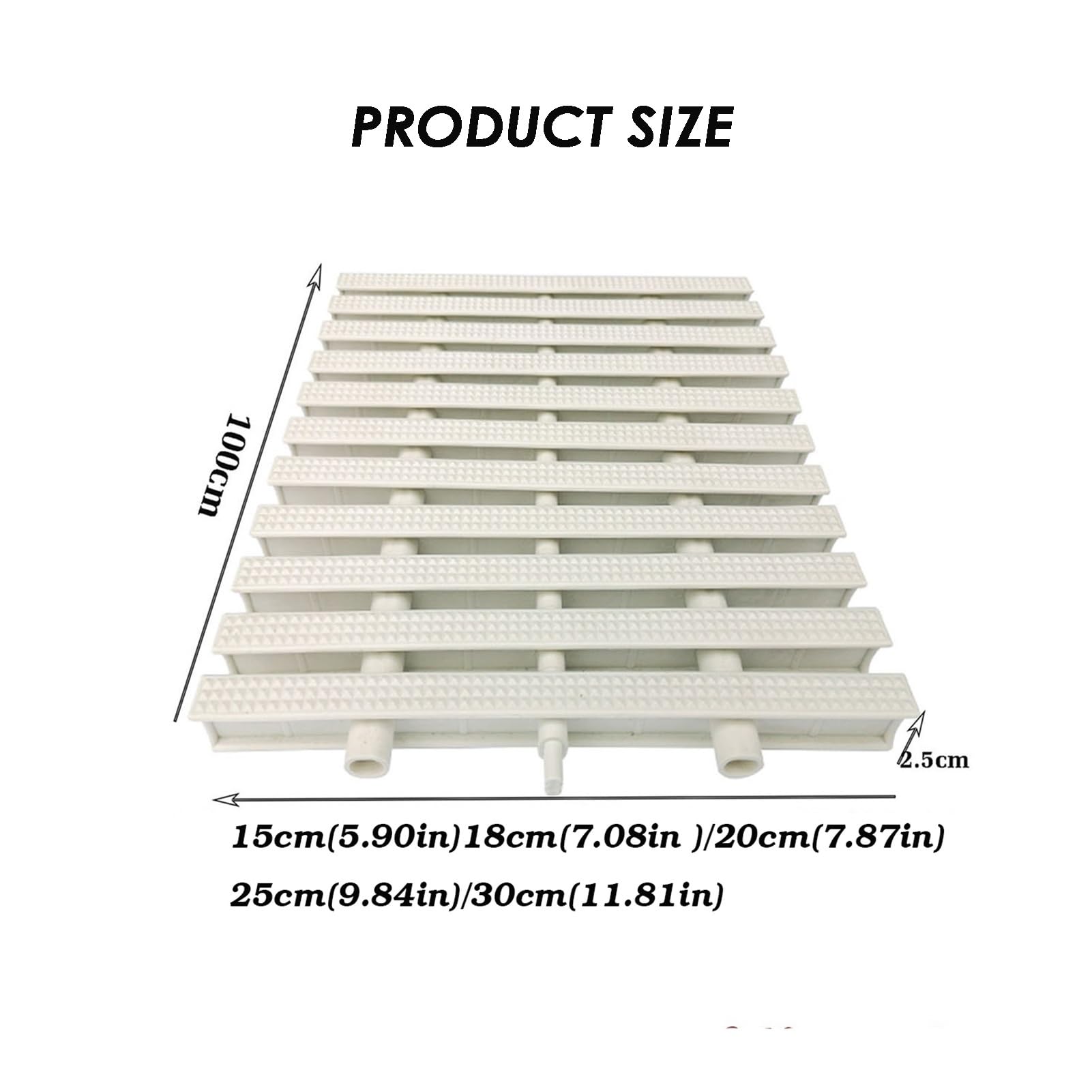 Generico Griglia di Troppo Pieno per Scarico Piscina in ABS di Alta qualità - Griglia a Tre Fori per drenaggio Esterno, Cortili, marciapiedi, fattorie e pareti di Case (Bianca, 30x100 cm, Confezione