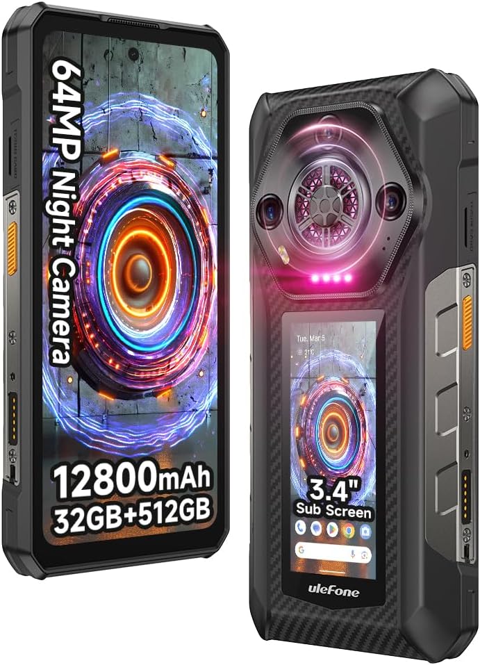 Armor 30 Pro 5G Dual Screen Rugged Phone, 32GB+512GB, 6.95" FHD 120Hz + 3.4" Screen, 12800mAh 66W, 50MP+50MP+64MP+32MP, Infinite Halo, 118dB Speaker Android 14 Rugged Smartphone, WiFi 6E/NFC