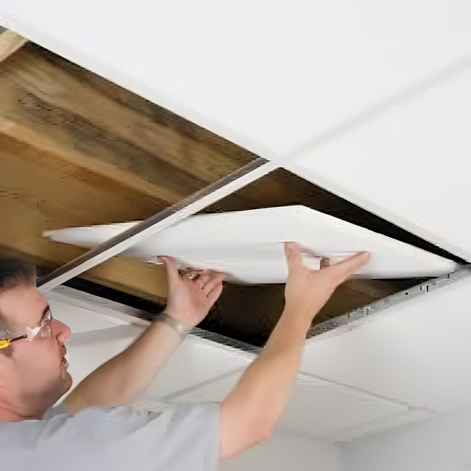64 SQ FT White Galvanized Drop Ceiling Grid kit for Basement Living Room Kitchen Bathroom Lobby -White
