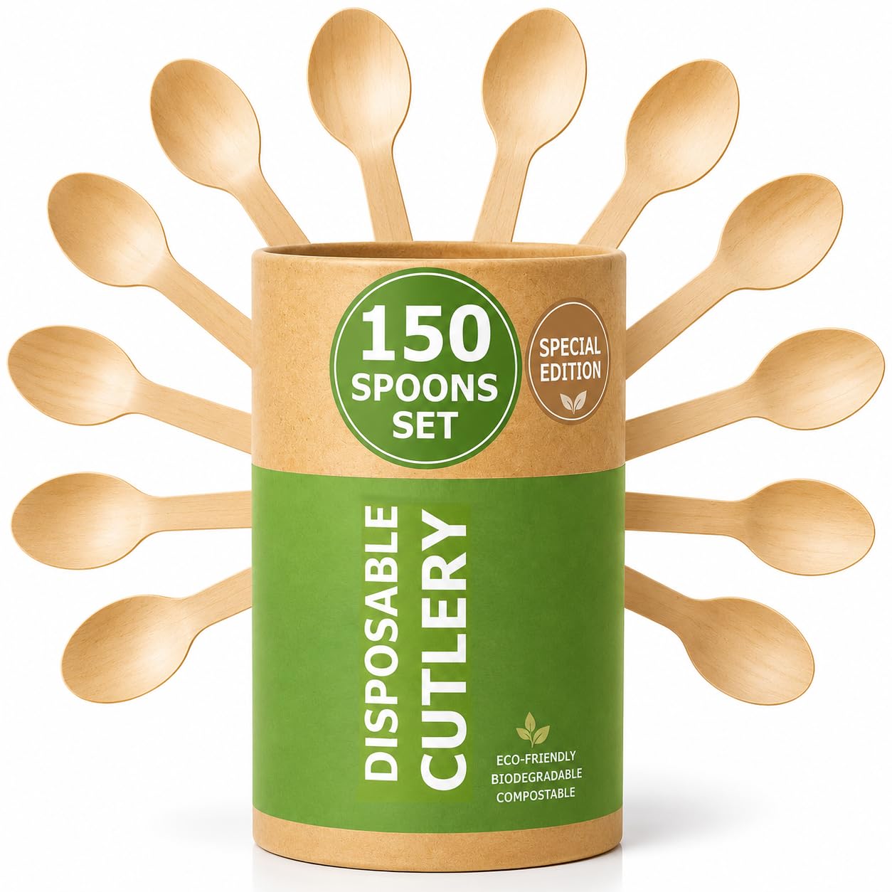 Eco-Friendly Wooden Cutlery Set - 150 Pcs -11