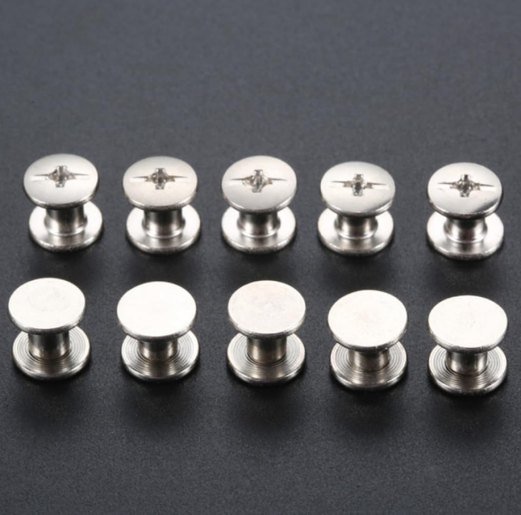 Rivets,Chicago Screws, Rivets M5x6mm/8mm Leather Bag Belt Screw Steel Photo Album Snap 10pcs(Silver,M5 X 8)