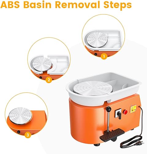 Miniatura 3 de ANBULL Máquina de rueda de cerámica, cerámica eléctrica de 9.8 in, máquina formadora de trabajo con palanca ajustable y pedal de palanca de pies