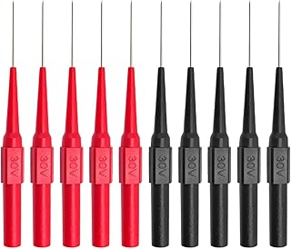 10PCS Insulated Wire Piercing Probe Automotive Back Probe Non-Destructive Multimeter Puncture Test Probe 0.7mm Needle Pin with 4mm Banana Socket, Red Black