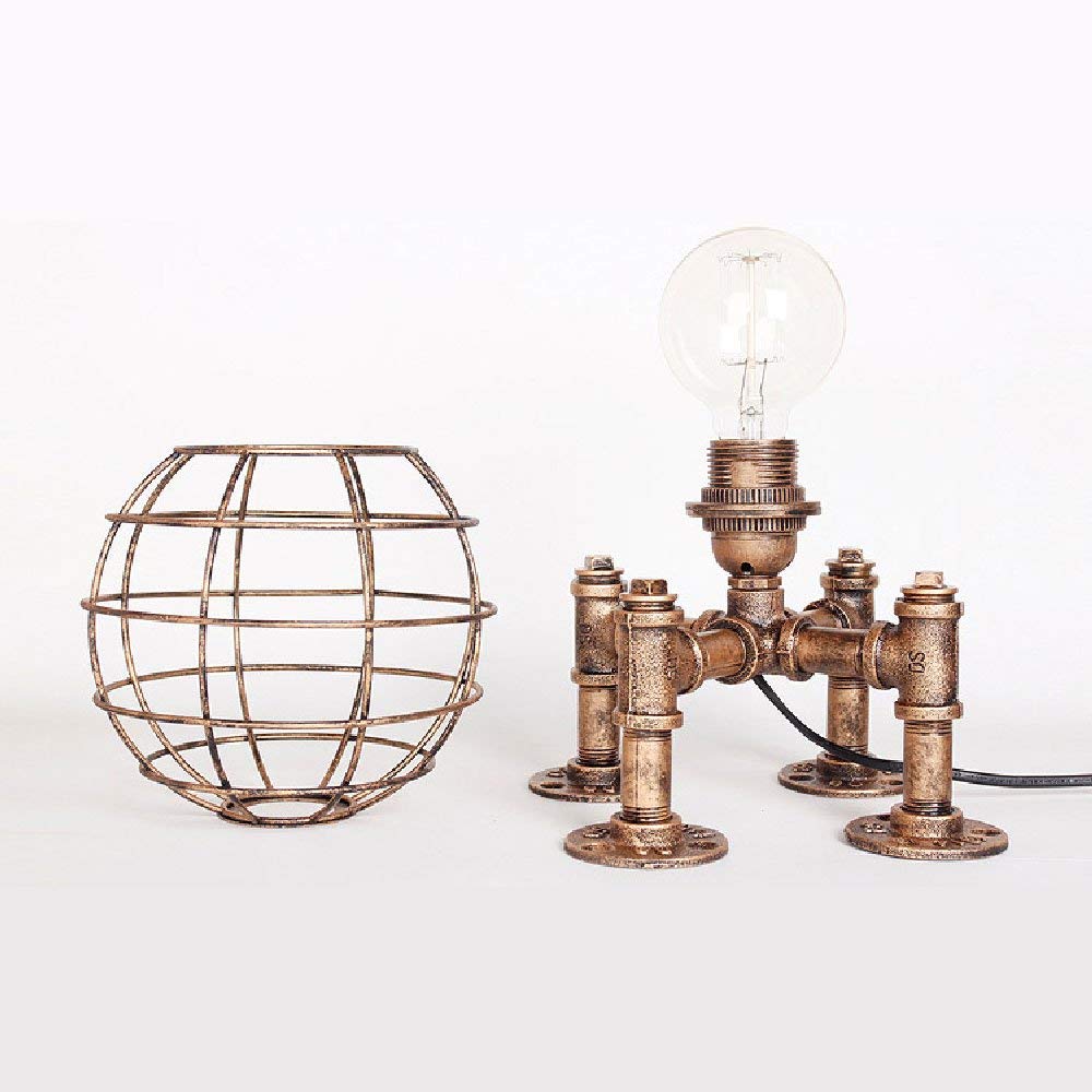 Steam Punk Lámpara de Mesa Luz de Tubo Lámpara Vintage 40W Lámpara Antigua Luz Industrial y Rústica Edison Casquillo E27 Lámpara Sujetada para Escritorio y Lectura