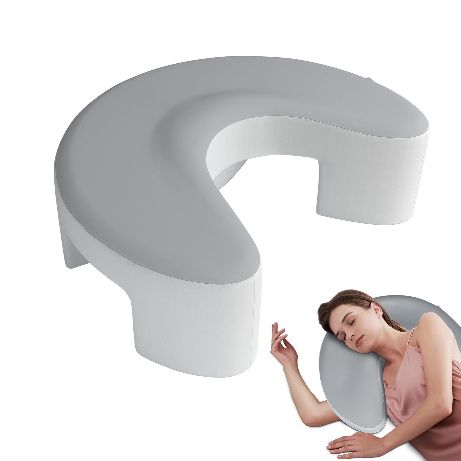 Side Sleeper Pillow for Adults Side Sleeper Pillow with Arm Holes -arm Pillow 2Pcs Pillowcase Ergonomic Memory Foam