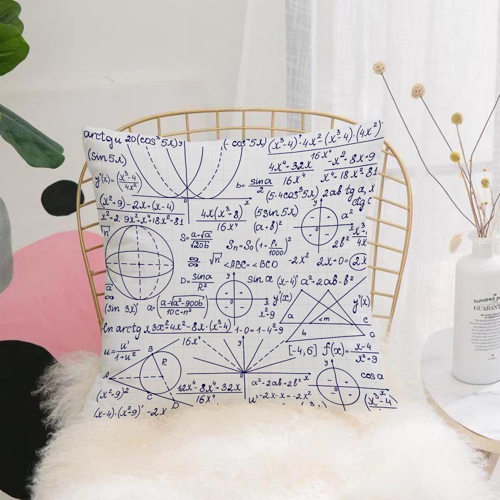 HYOSXW Cushion Cover,Throw Pillow Case Home Decorative for Living Room Bedroom Sofa Chair 16X16 Inch,Modern, School Genius Intelligent Student Mathematics Geometry Science,Pillowcase 40X40cm