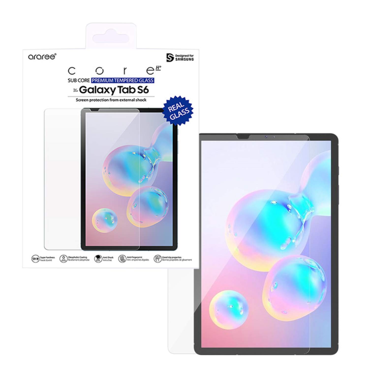 ArareeSub Core Premium Tempered Glass External Screen Protection For External Shocks compatible for Samsung Galaxy Tab S6- Clear