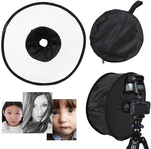 Miniatura 4 de Difusor Softbox, 16.5x6.3 in Anillo Plegable Speedlite Flash Difusor Macro Disparo Redondo Softbox con Bolsa de Almacenamiento para Cámara Flash Luz