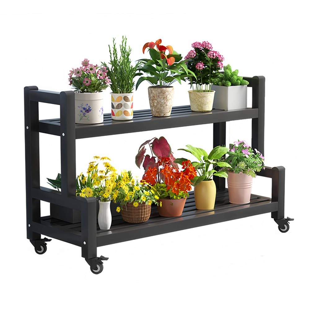 Genérico Soporte para Plantas: Soporte metálico para Plantas con Ruedas, Estante rodante de 3 Niveles para macetas, Escalera móvil Resistente para balcón, Patio o Sala d