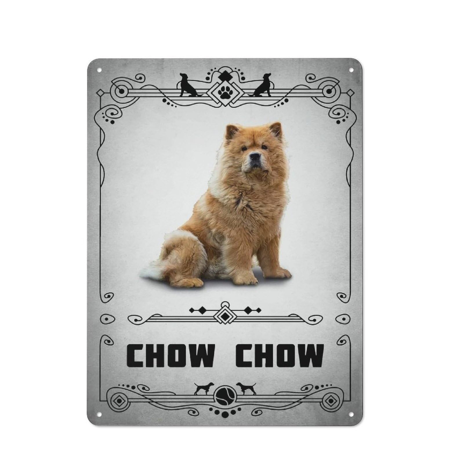 Junmoney Style-10 Retro-Style Tin Sign 40X30cm Featuring Chow Chow For Hallway Wall, For Garage, Workshop And Man Cave Decoration