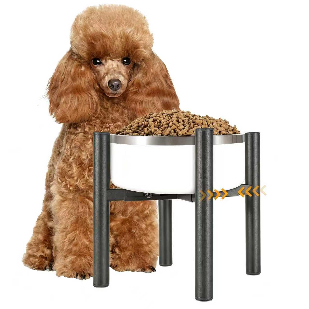 PROERR Single Dog Bowl Stand Raise 8" Tall - Without Bowls, Adjustable Wide 6-10" Lifted Pet Food Table,Dog Bowl Holder Elevated for Medium Small Dogs