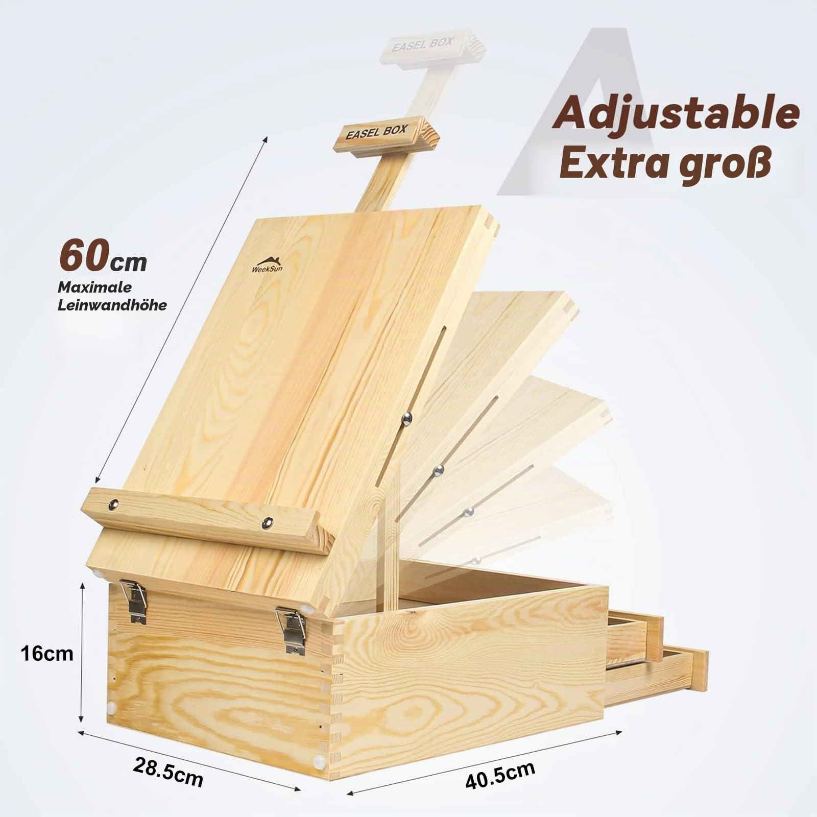 Tischstaffelei, WEEKSUN Einstellbare Staffelei Holz mit 55-teiliges Deluxe Malset, Enthalten 24 Acrylfarben, 10 Acrylpinseln, Leinwand Brett und Anderem Malzubehör für Künstler, Hobbyisten, Anfänger