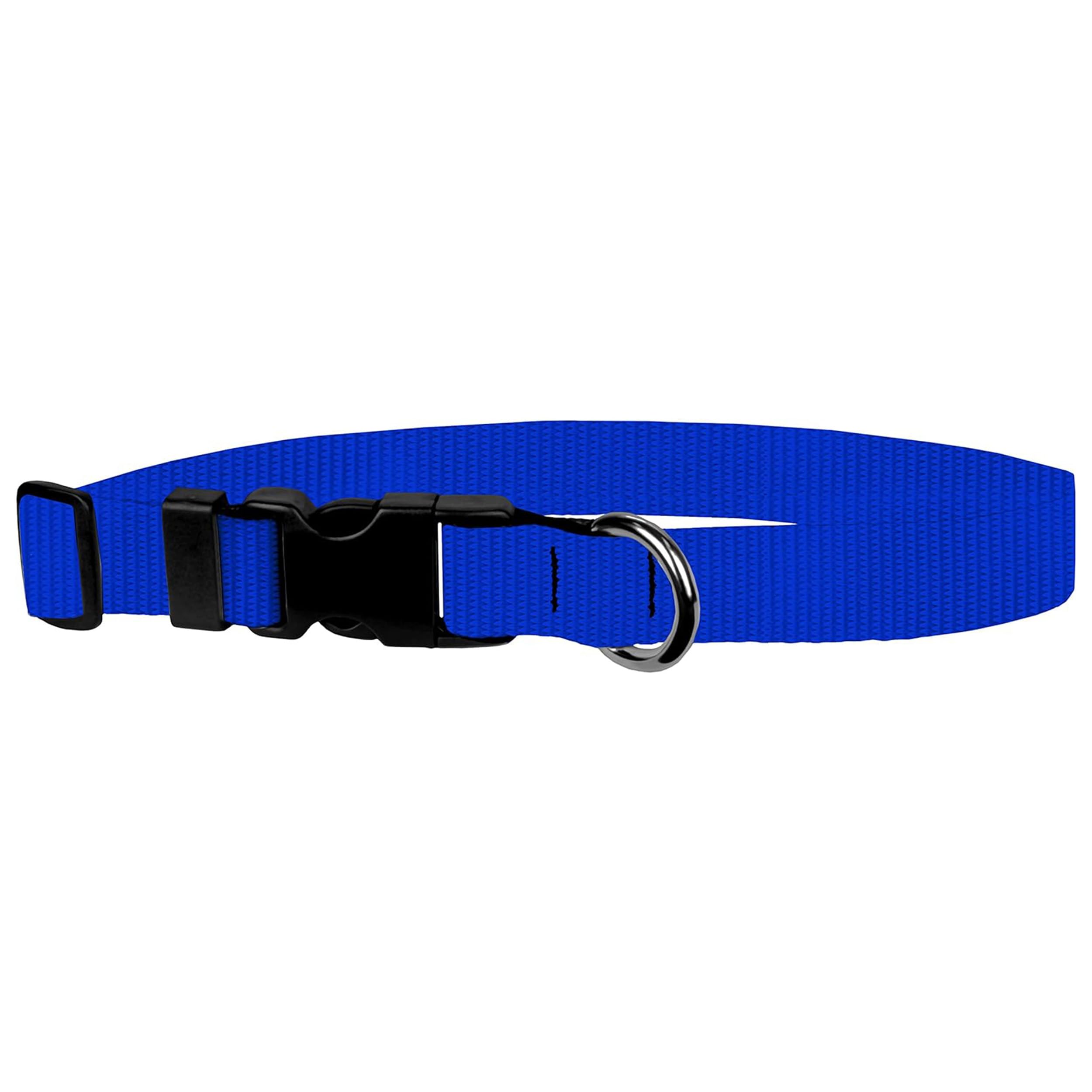 Dog Collar - Colored Adjustable Pet Collars, 1 Inch Wide, Medium, Royal Blue