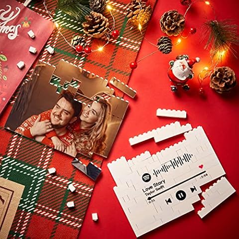 Smile lab Custom Building Brick Photo Personalised Spotify Code Picture Building Block DIY Puzzle Christmas Wedding Gifts for Aldults and Kids Cover