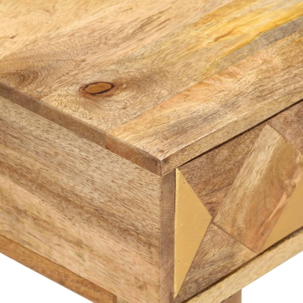 Stolik nocny 43 x 30 x 58 cm, z litego drewna mango, polerowany, z szufladą do sypialni, stolik pomocniczy do przechowywania, wytrzymały mebel, łatwy montaż