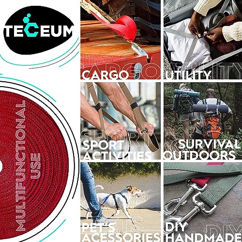 Image of TECEUM 3 /4 inch & 5 /8 inch & 1 inch & 1.5 inch & 2 inch Webbing - 10 25 50 Yards - 40+ Colors - Heavy Duty 1 Inch 1.5 Inch 2 Inch Backpack Straps - Webbing for Outdoors Indoors Crafting DIY