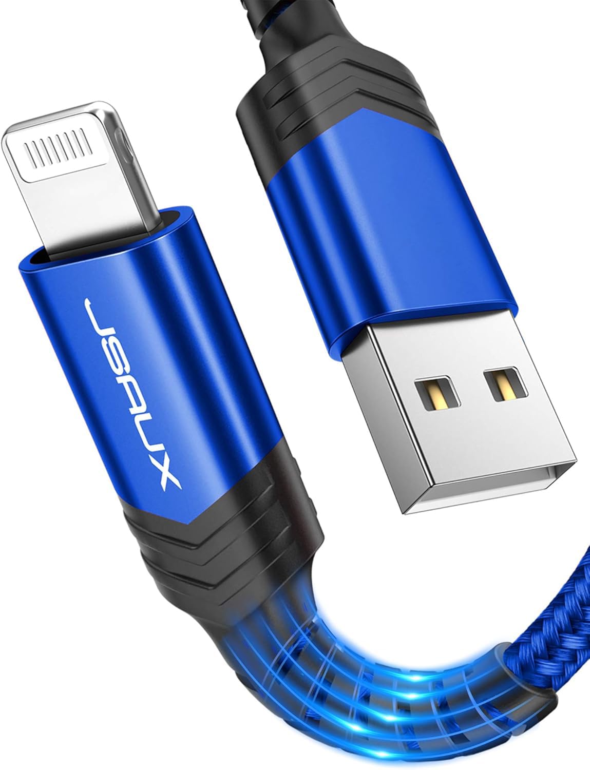 JSAUX Lightning to USB A Cable, Apple MFi Certified for iPhone Charger, Nylon Braided USB Fast Charging Cord Compatible with iPhone 11 X/Xs Max/XR / 8/8 Plus / 7/7 Plus iPad 4ft Blue