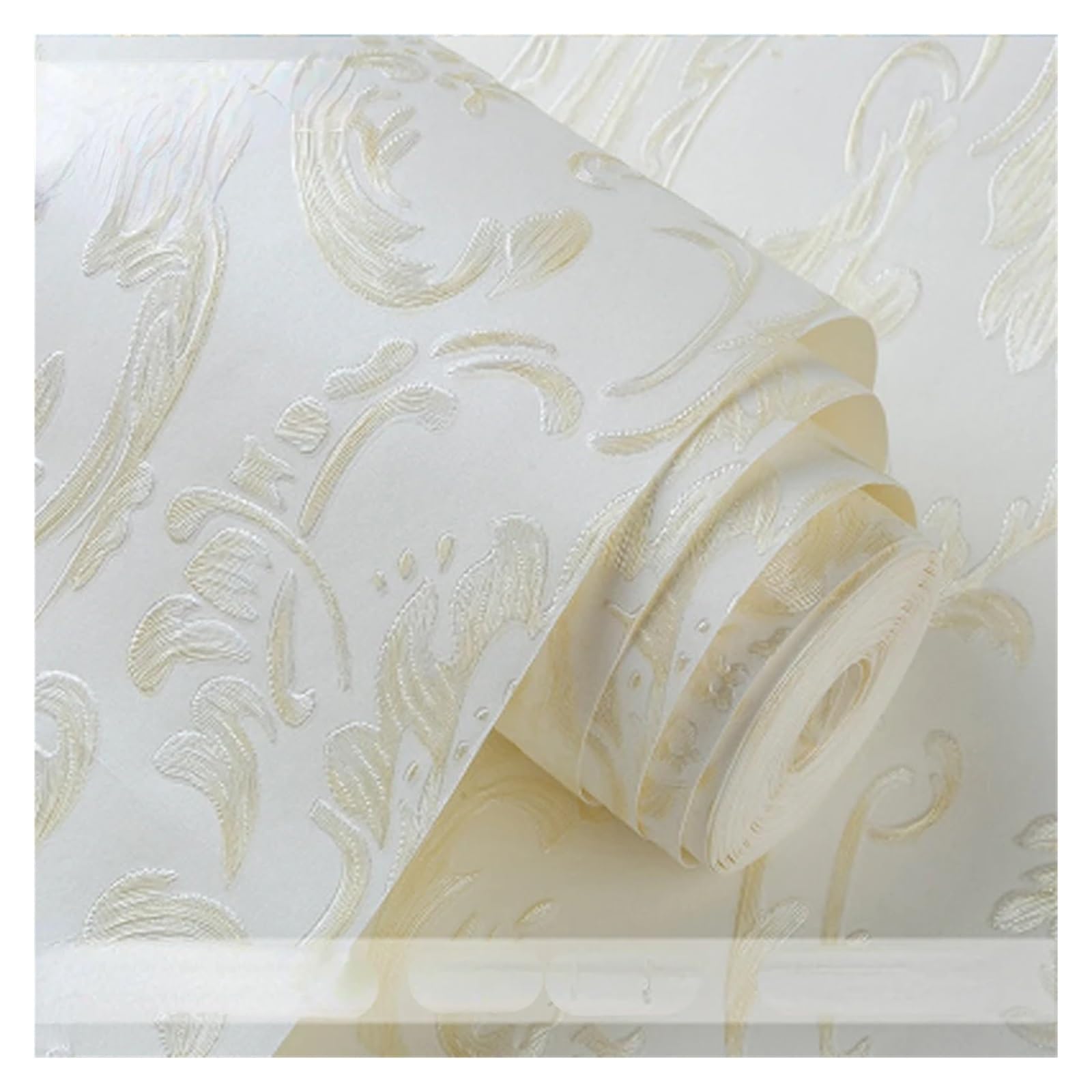 Papier Peint Textile Papier Peint Floral 3D For Chambre De Fille, Autocollant Texturé, Décoration D'intérieur En Rouleaux(White,10m(width 53cm))
