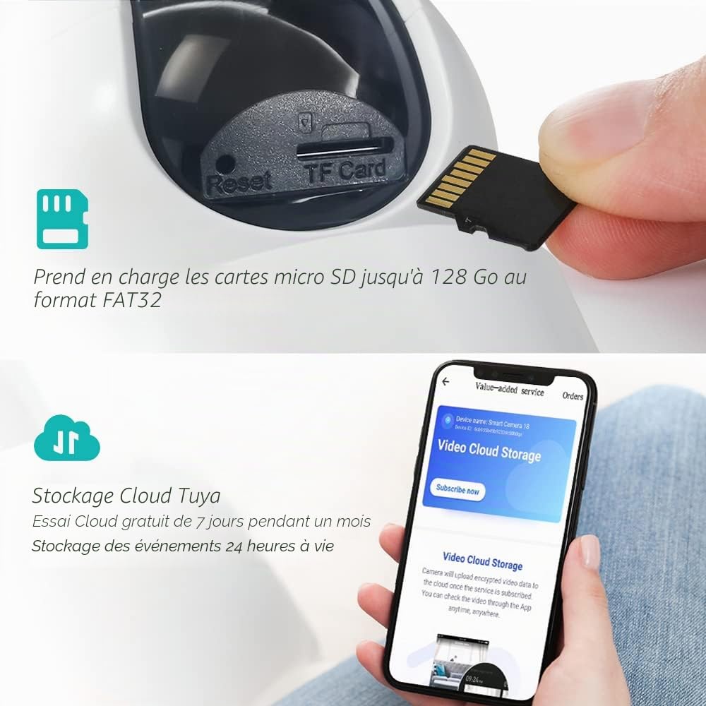 PGST Caméra Wi-Fi Intérieur, 1080P Caméra de Surveillance, Suivi du Mouvement avec Sirène, Caméra WiFi avec Détection Humaine, Audio Bidirectionnel, Fonctionne avec Smart Life APP