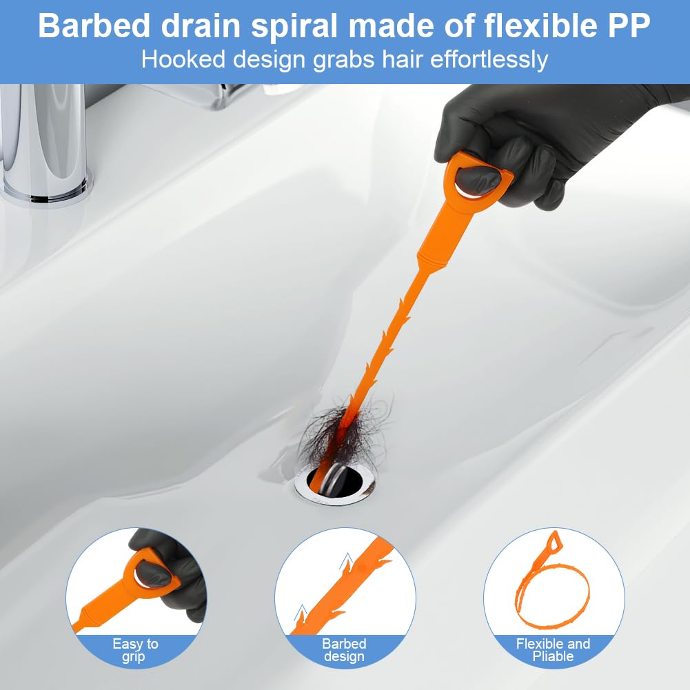 7 Pezzi Kit per Pulizia Degli Scarichi, Stura Lavandino Professionale, Riutilizzabile Spazzola Pulizia Tubi, Molla Sturatubi Spirali per Cucine Bagno Toilette Lavandino Fognature