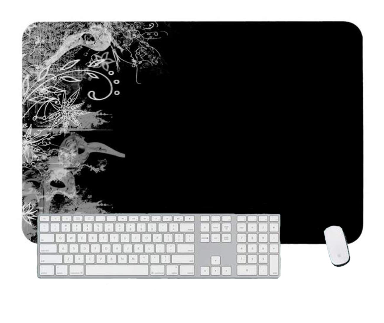 Gaming Mouse Pad Cool Black and White Damask Pattern for Desktop and Laptop 1 Pack 800x400x3mm/31.5x15.7x1.1 in