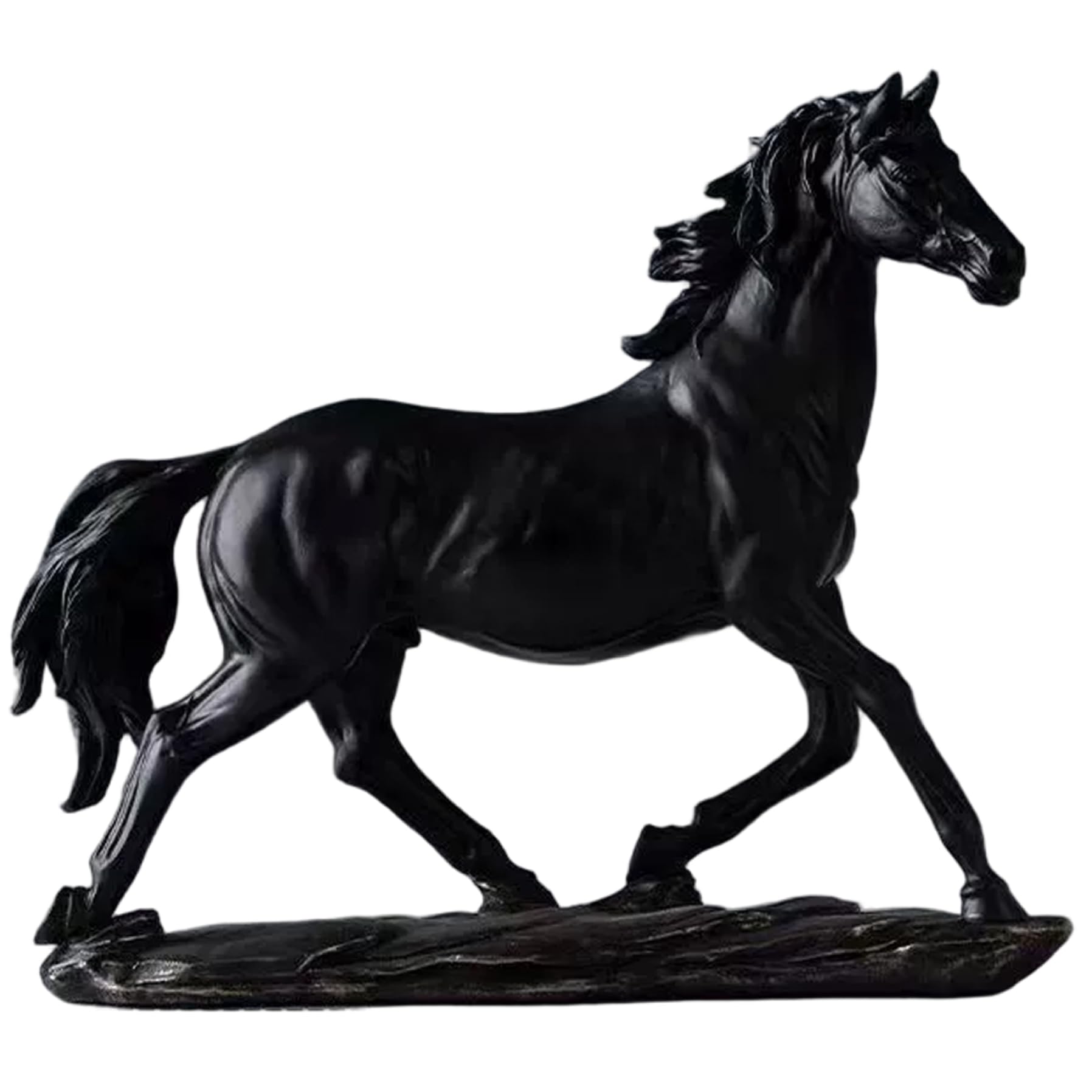 Licsaliwe Horse Statue - Elegant Horse Figurines Sculpture for Home Decor, Chinese Animals Art Decor for Office Desk Bookshelf Mantel, Black
