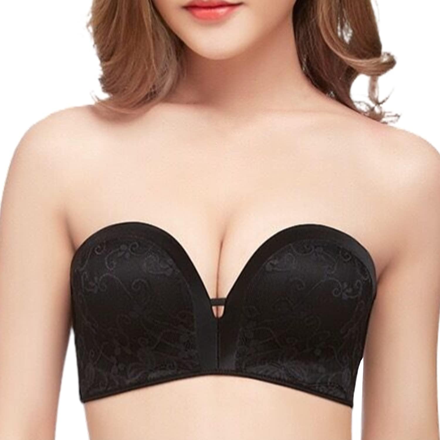 Push Up Strapless Bra, Ladies Anti Slip Strapless Bra with Thick Padded for Small Breast