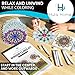 Color Your Own Stained Glass Mandala Window Clings and Markers, For Teens & Adults, 10 Suncatchers for Windows, Arts and Crafts DIY Kit, Hobby Gifts for Beginners, Kids, Seniors, Women, Elderly