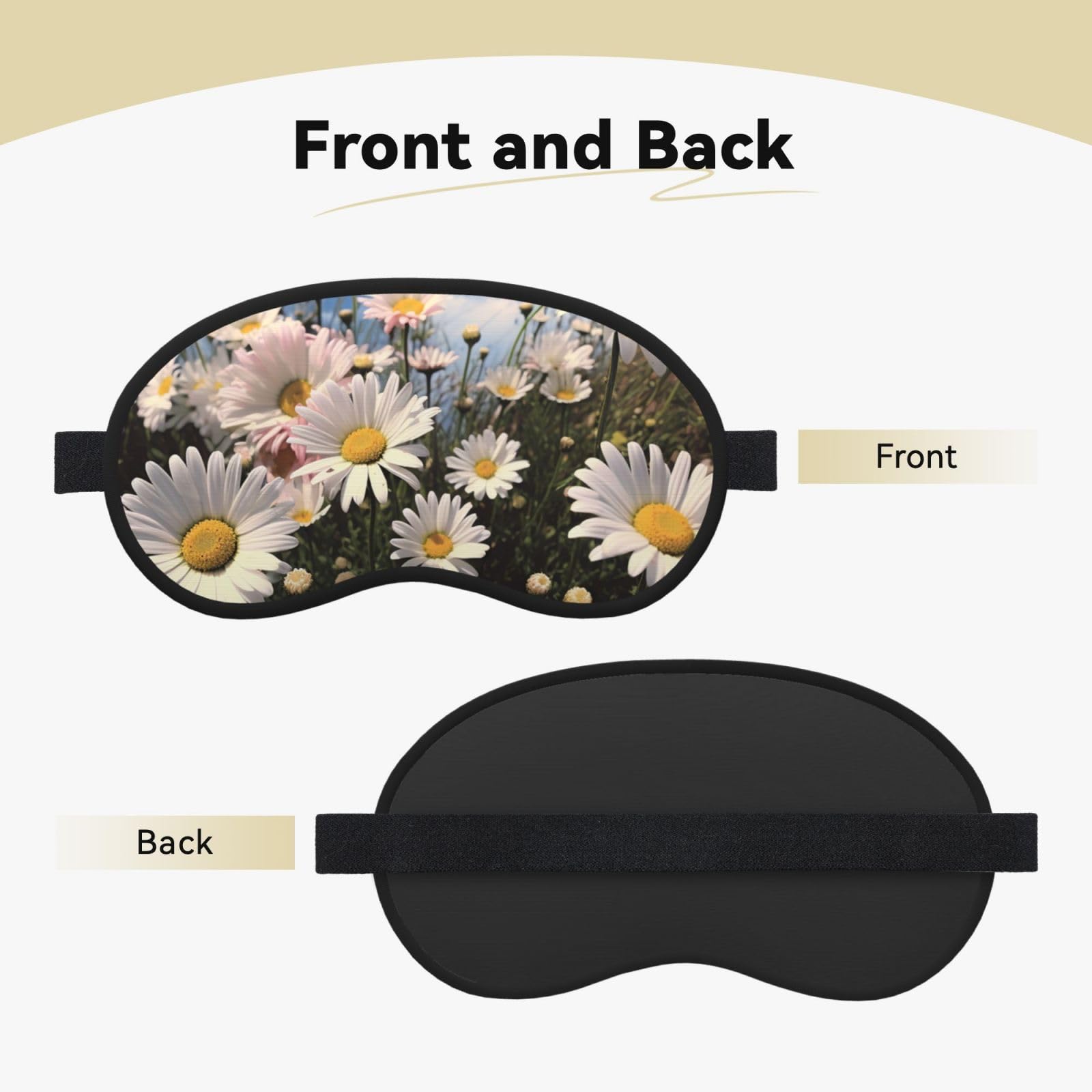 Sleep Mask for Side Sleeper Silk Sleeping Eye Masks with Elastic Strap Super Soft Eye Sleep Shade Cover Beautiful Daisies Blackout Night Blindfold for Women Men Travel