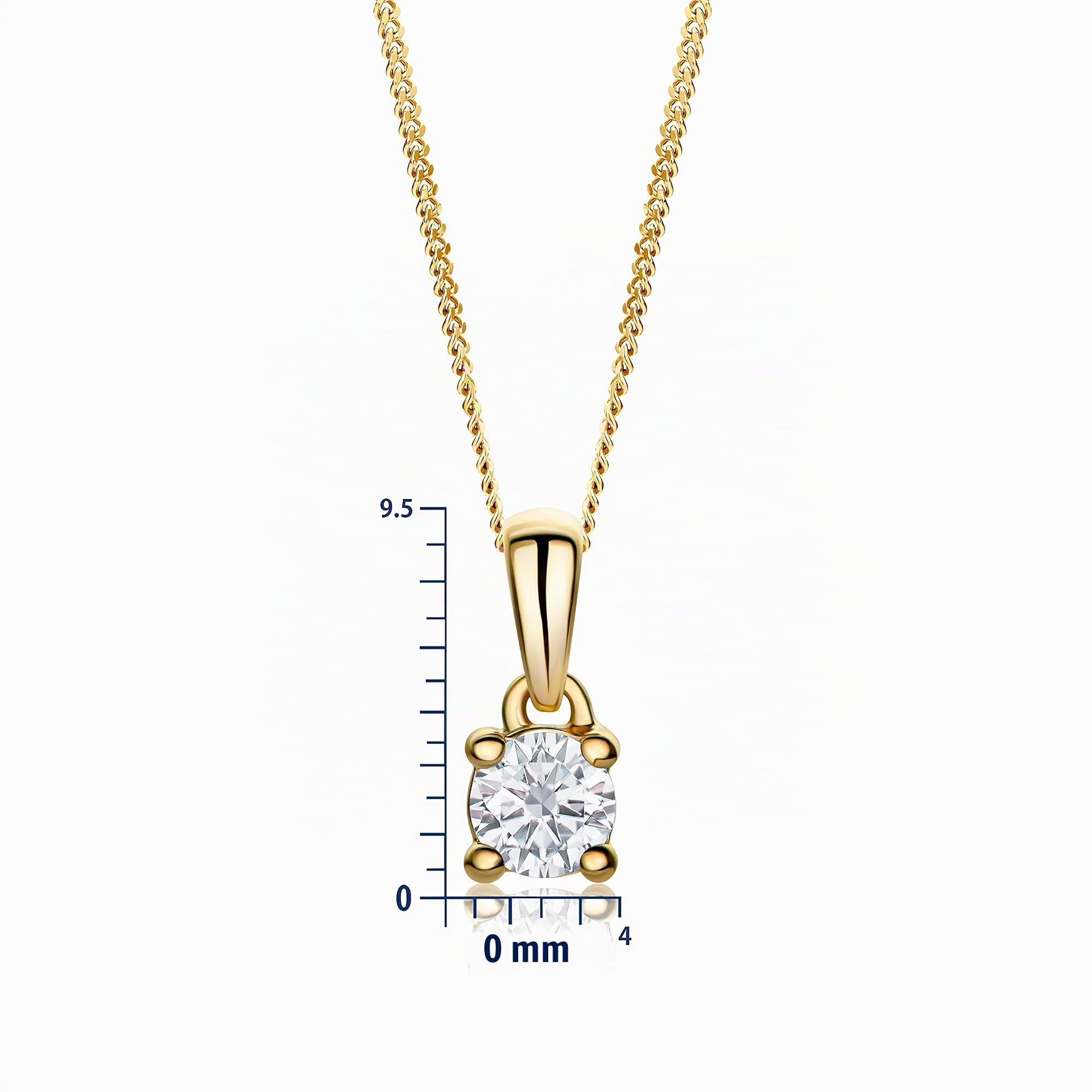 MIORE Halskette Damen, 14 Karat 585 Weißgold/Gelbgold Solitär Diamant Anhänger 0.10/0.15/0.20 ct, Panzerkette 45 cm aus Gold Oder 925 Sterlingsilber, Schmuck Damen, geliefert in Schmuckbox