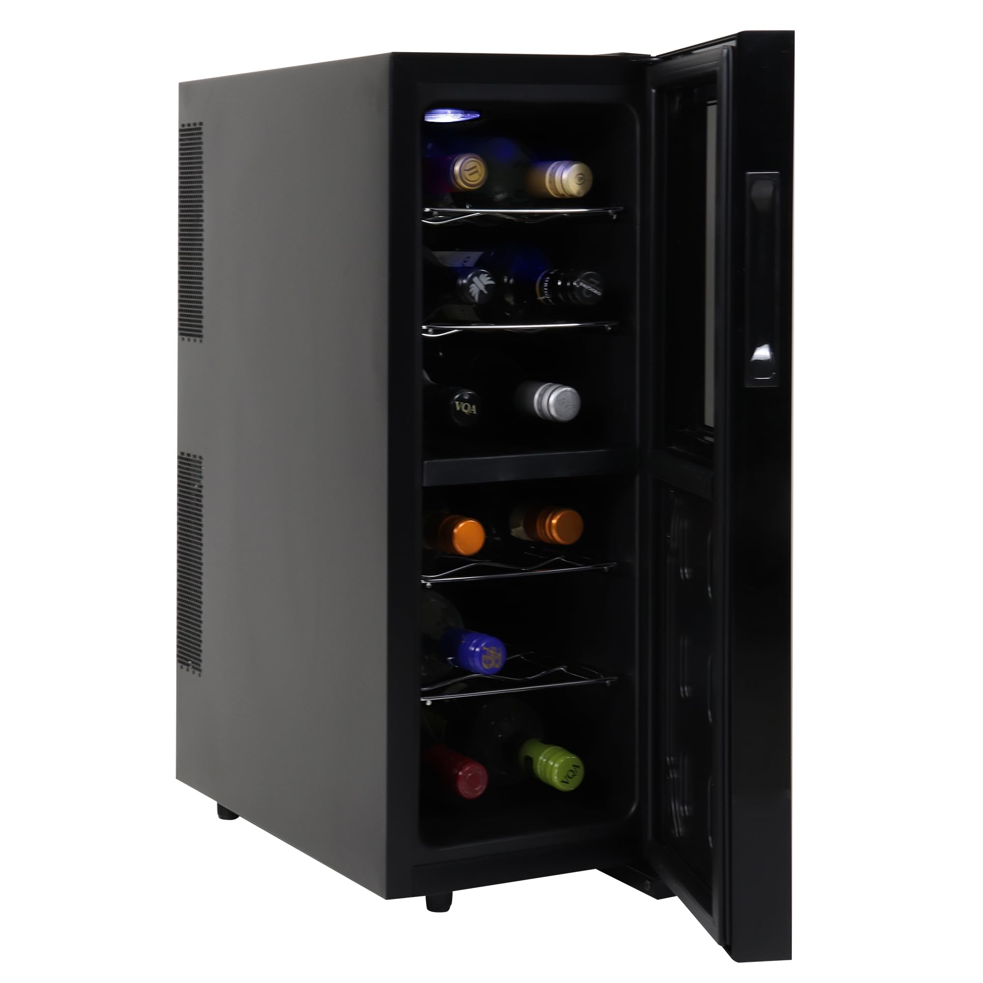 Koolatron Wine Fridge - Wine Cooler, 12 Bottle Wine Cabinet for Champagne, White & Red Wine with Beech Wood Racks, Freestanding Cellar For Bar, Home, Small Kitchen