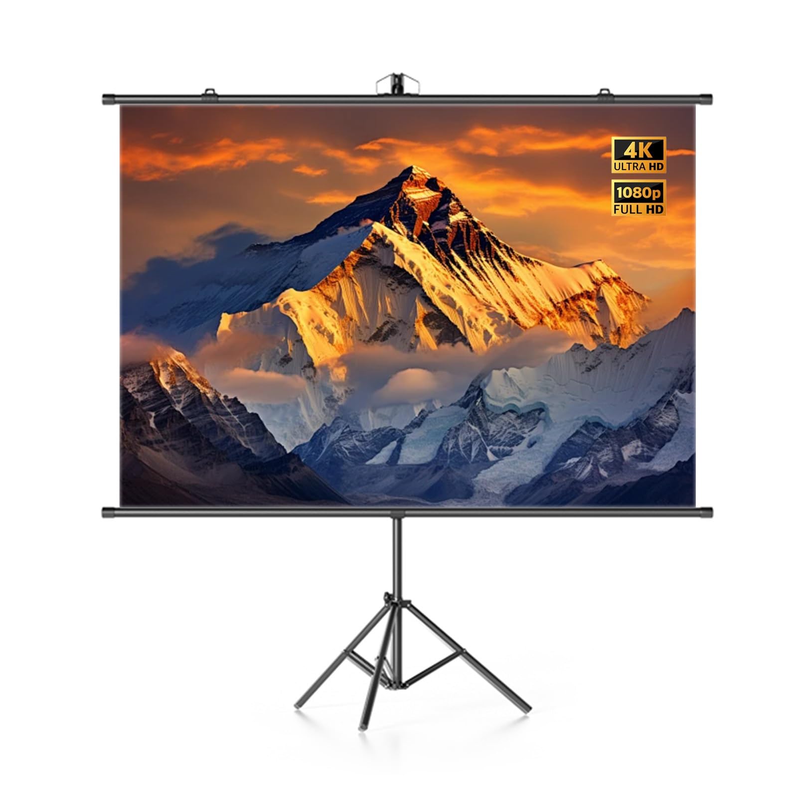 60 72 84 100 Pollici Telo di Proiezione All'aperto per Interni con Treppiede, Schermo Cinematografico Portatile 4K HD per Casa Ufficio Scuola(100"(4:3))